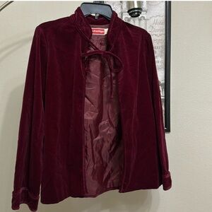 Elegant Velvet Blazer in Deep Burgundy